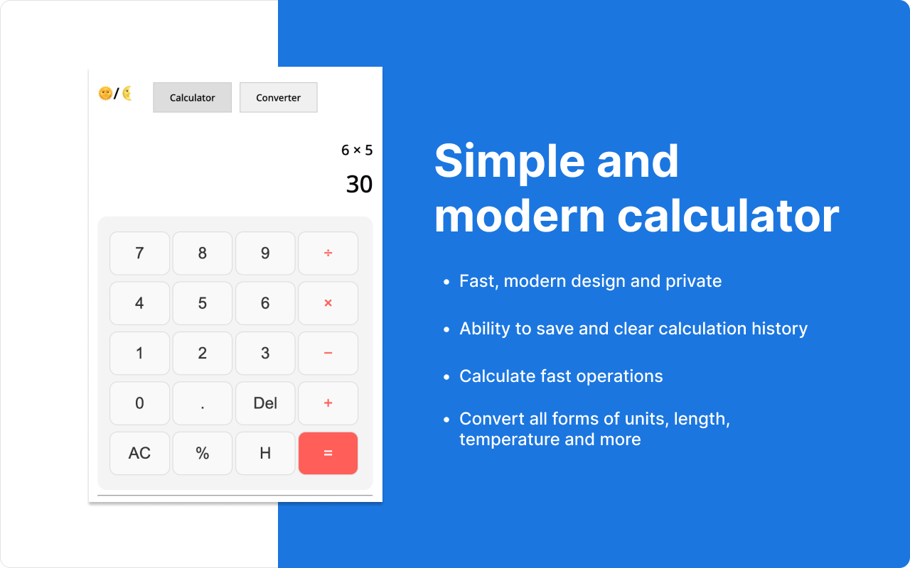 Calculator and Unit converter (convert length, weight, temperature, and more